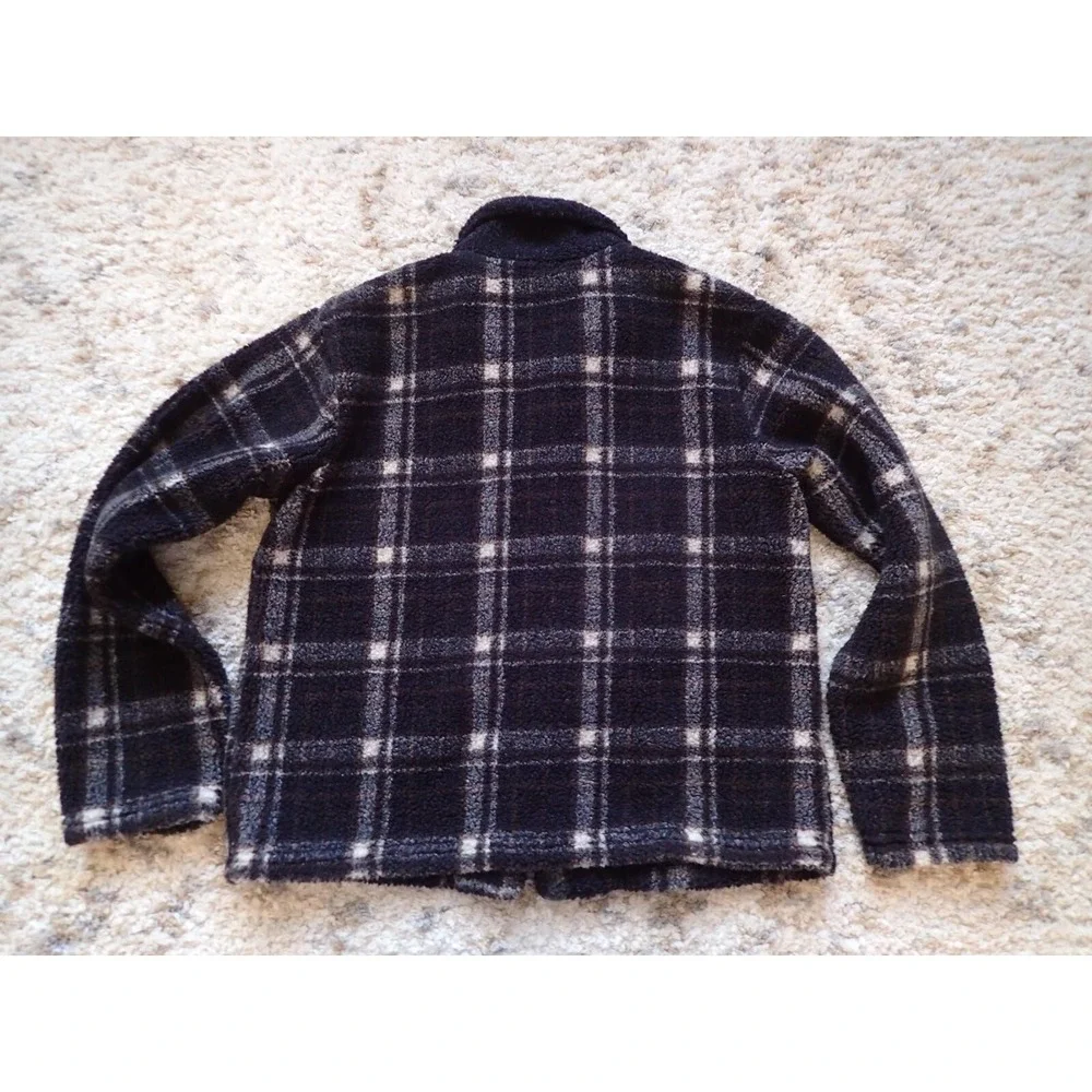 High Sierra Fleece Jacket‎ Boys Small Navy Blue Excellent Plaid Zip Up Outerwear